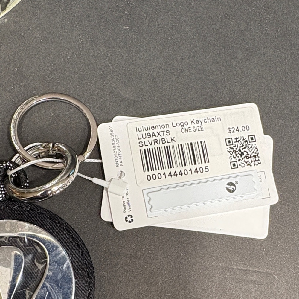 lululemon athletica Black and Silver Logo Keychain - Picture 2 of 6